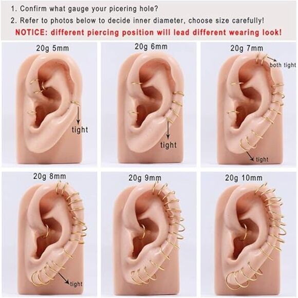 FANSING 316L Surgical Steel Hinged Nose Rings Hoop for Men and Women Piercings - Picture 6 of 7